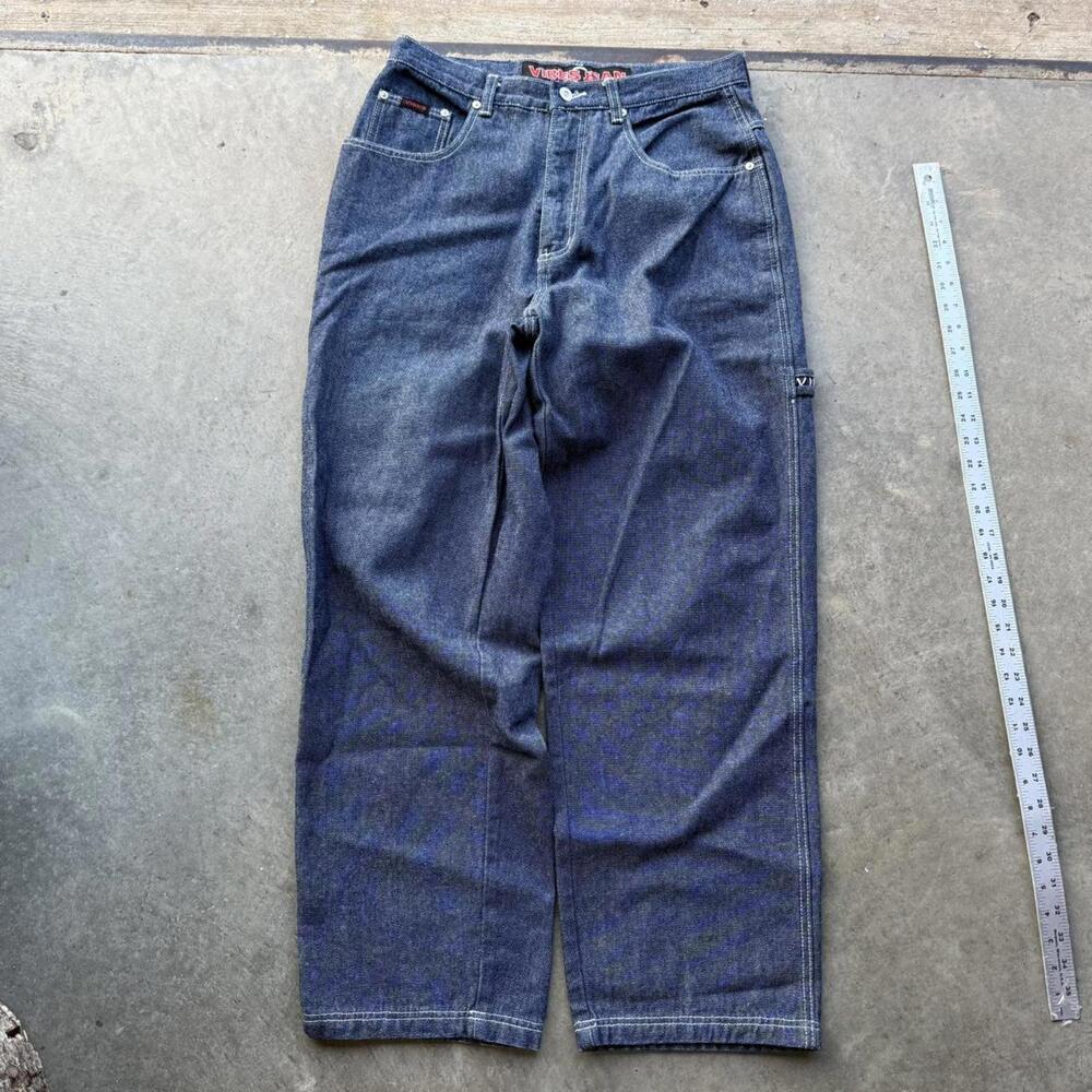 Y2K Vibes Skater baggy wide leg dark blue denim jeans size 32 x 32